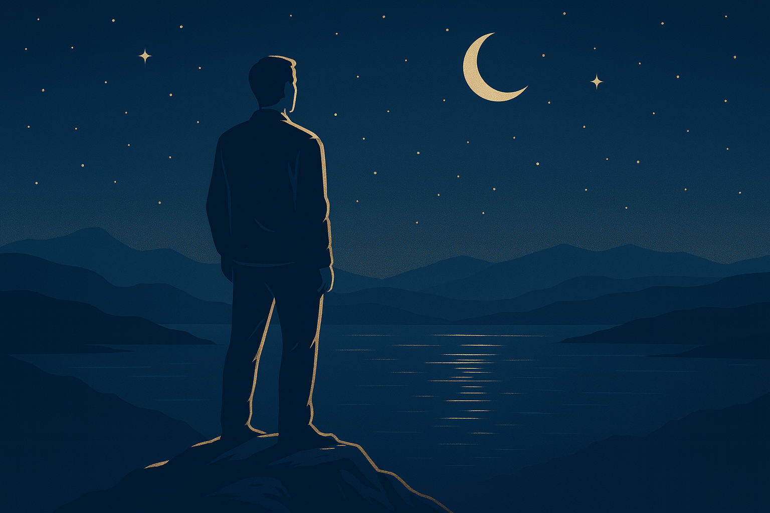 Scene of inner balance in warm golden light